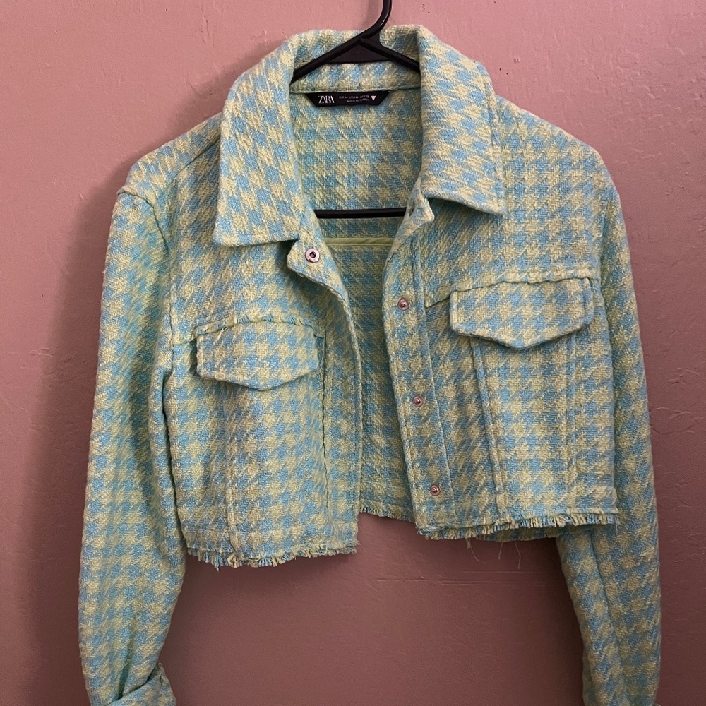 Zara Plaid Cropped Jacket